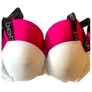 bebe intimates NWT Size 36D Pink and White Gentle Lift Full Cover Bras (I002)
